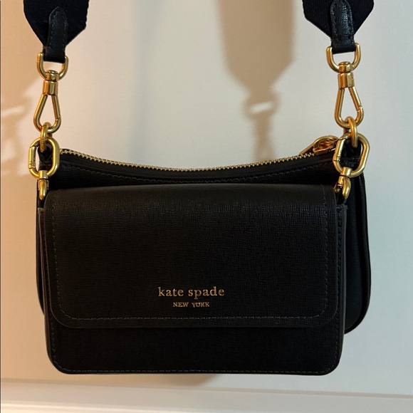 Kate Spade Black Morgan Double Up Crossbody - Like New - Excellent Travel Bag - Picture 2 of 16